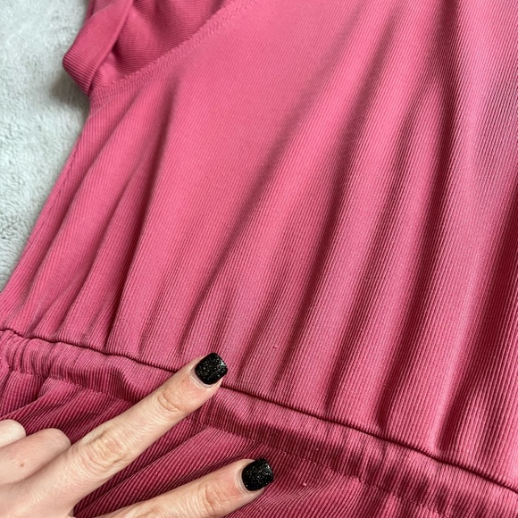 Anthropologie Saturday Sunday Waisted Cupro Ribbed Side Tie Dress Rose Pink Sz S - Picture 11 of 15